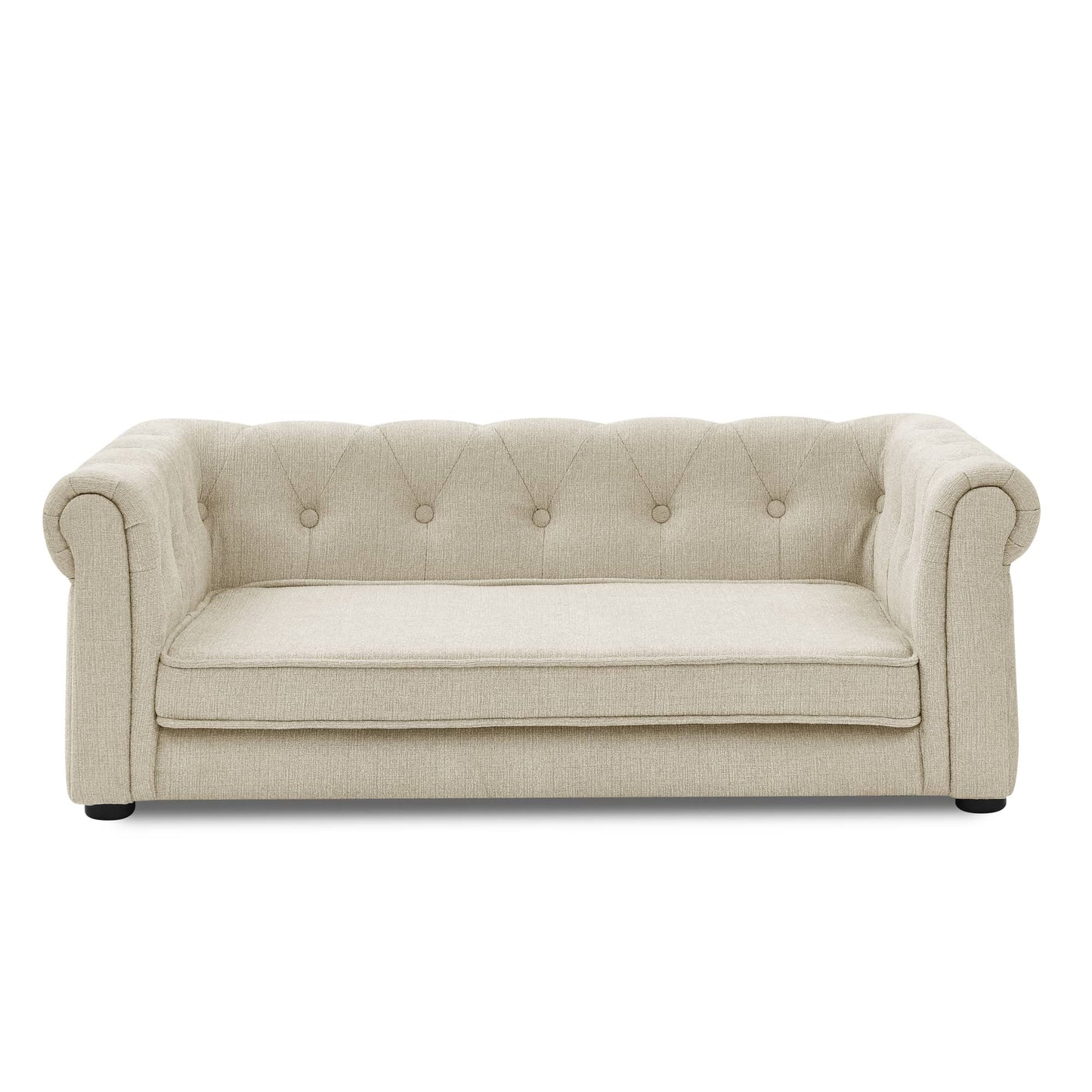 Modern Elegant Rectangle Pet Bed, Durable Elevated Dog Sofa, Beige Foam 40'*23'*14'