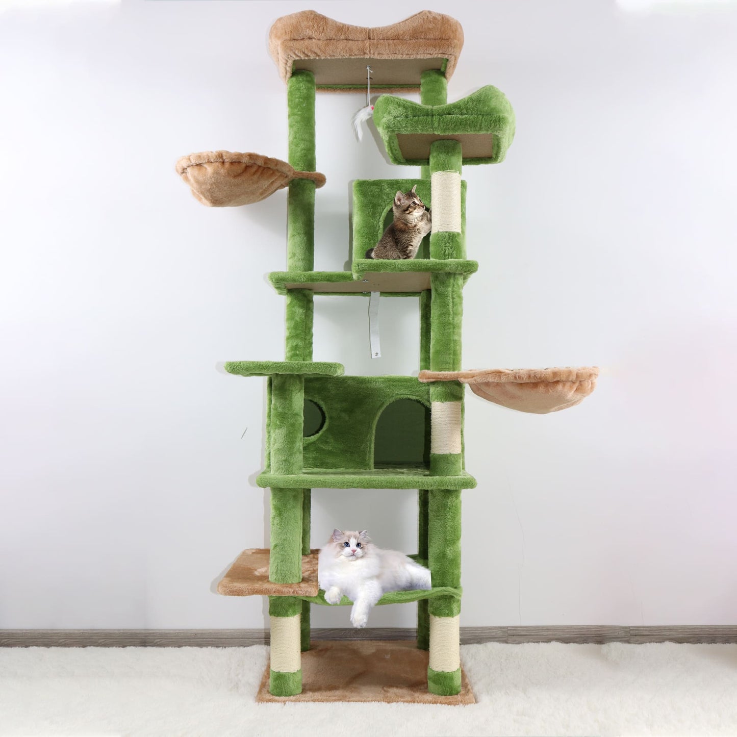 68 Inches Multi-Level Large and Tall Cat Tree green