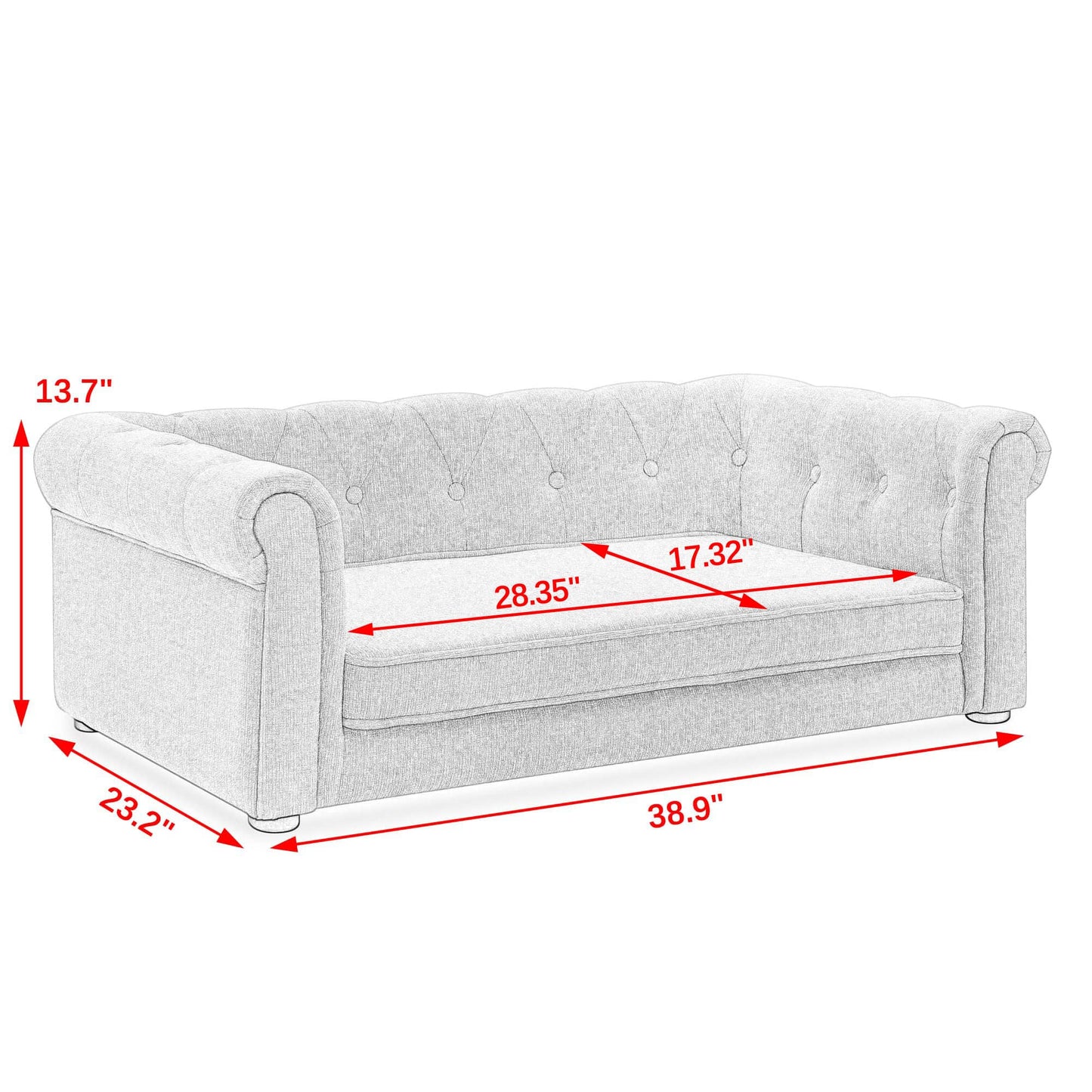 Modern Elegant Rectangle Pet Bed, Durable Elevated Dog Sofa, Beige Foam 40'*23'*14'