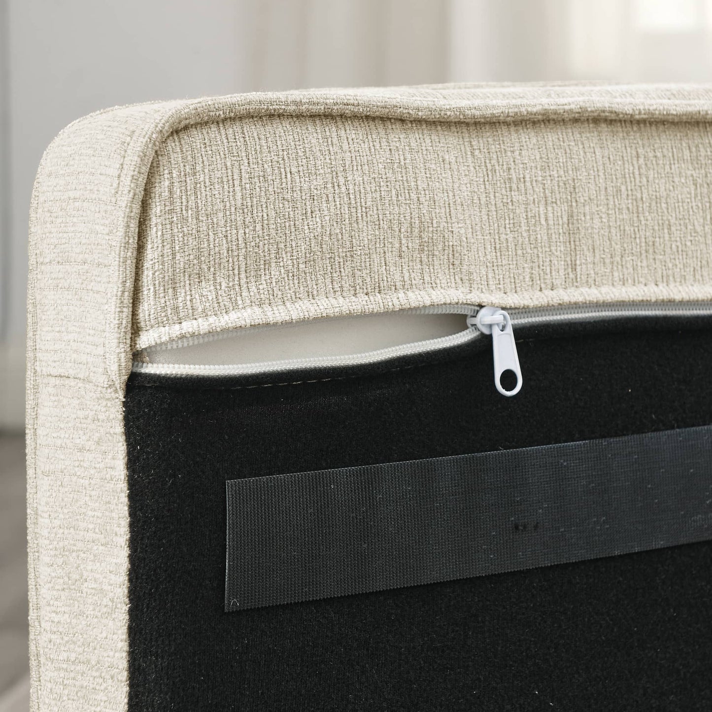 Modern Elegant Rectangle Pet Bed, Durable Elevated Dog Sofa, Beige Foam 40'*23'*14'
