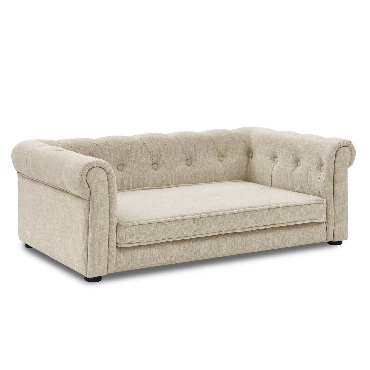 Modern Elegant Rectangle Pet Bed, Durable Elevated Dog Sofa, Beige Foam 40'*23'*14'