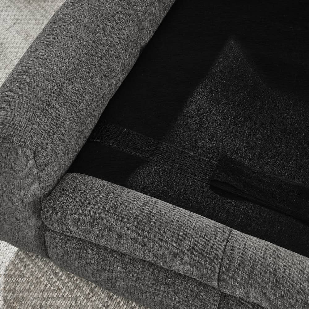 Modern Style Elegant Rectangle Pet Bed for Small and Medium Dogs, Durable Elevated Dog Sofa, Dark Grey Foam