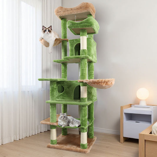 68 Inches Multi-Level Large and Tall Cat Tree green