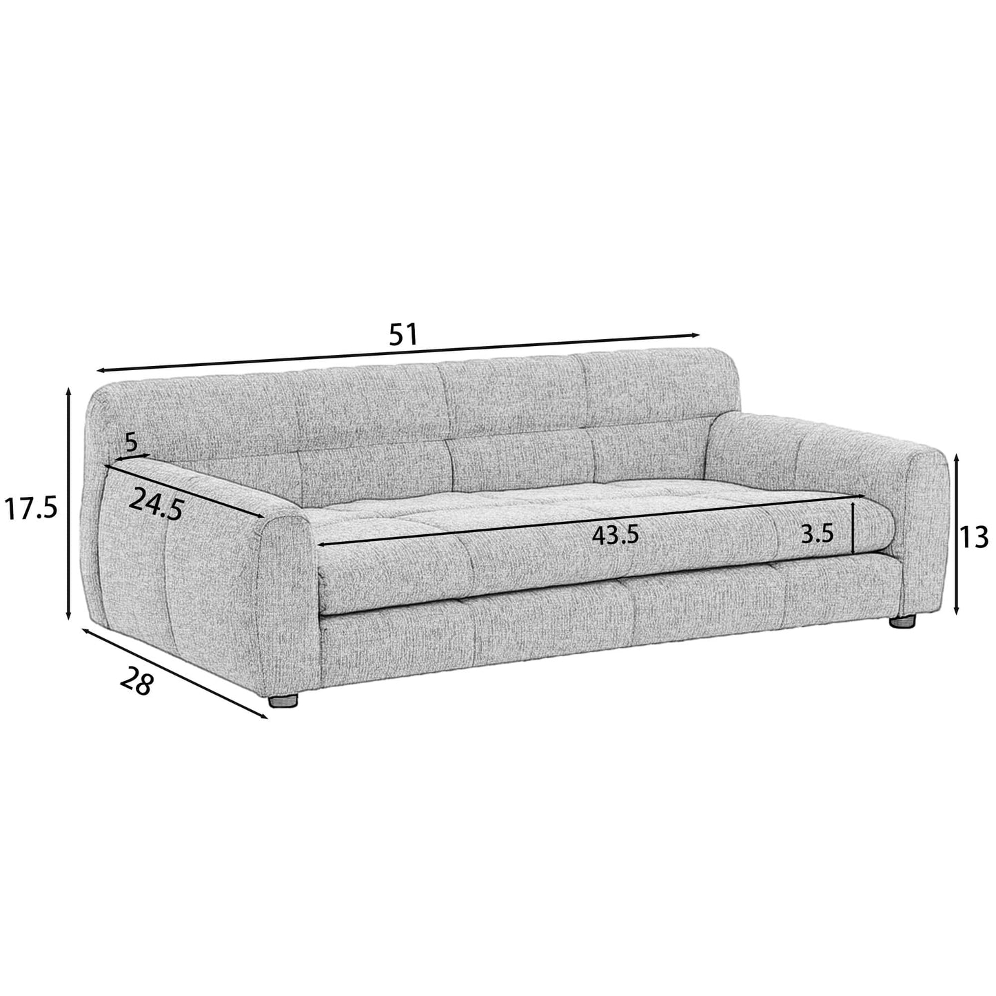 Modern Style Elegant Rectangle Pet Bed for Small and Medium Dogs, Durable Elevated Dog Sofa, Dark Grey Foam
